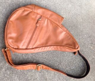 AmeriBag Cognac Tan Leather Large Ergo Sling Bag Purse