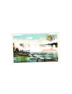 1945 POSTCARD OF AMERICAN FALLS AT NIAGARA MAID OF THE MIST FROM DOCK 