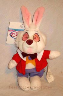 Disney White Rabbit 9 Alice in Wonderland Doll Bean Bag Plush Retired 
