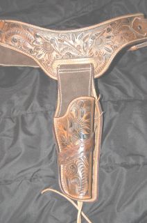 Leather Quick Draw gun holster 38 special ammo belt Western Cowboy 