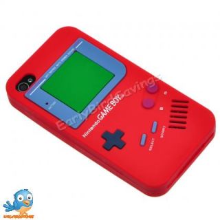 Red Game Boy Style Silicone Case Cover Skin for iPhone 4 and 4S 4GS 