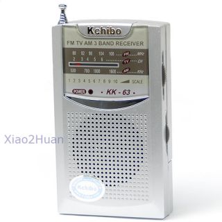 Portable Am FM TV 3 Band Pocket Size Radio Receiver New