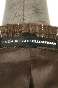 Womens Brown Linda Allard Ellen Tracy Nubby Wool Open Jacket Blazer 
