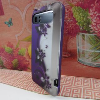 Purple Silver Vine Flower Hard Case Phone Cover for HTC Vivid Raider 