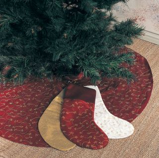 Ari Embroidery Elegant Burgundy Holiday Christmas Tree Skirt. 52 Rd 