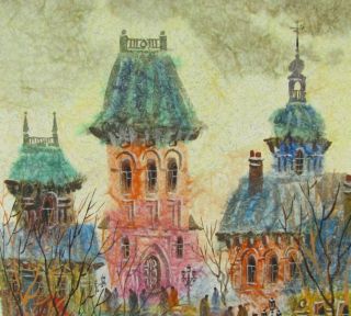 Anatole Krasnyansky Old Tower Brno Original Signed Watercolor Painting 