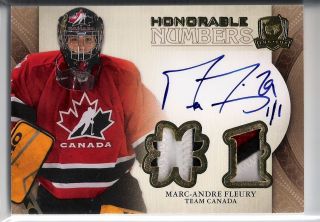 11 12 The Cup MARC ANDRE FLEURY Team CANADA Honorable Numbers Patch 