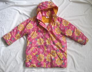 Hanna Andersson Girls Pink Floral Winter Coat Jacket 120 6 7 8