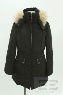 andrew marc black down fox fur trim hooded coat