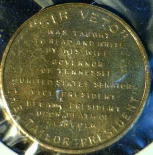 Andrew Johnson Mint Version 2 Commemorative Bronze Medal Token Coin 