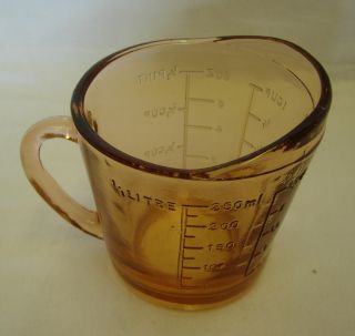 Amber Pink Depression Glass Measure Measuring Cup New