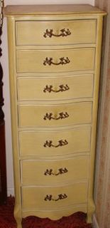 Vintage Wood Lingerie Chest 7 Drawer French Provincial Victorian Tall 