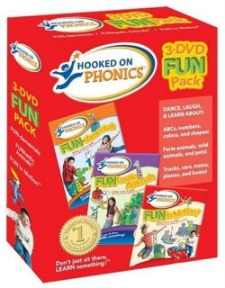 Hooked on Phonics 3 DVD Fun Set 3 DVDs Let Your Kids Have Fun Learn to 