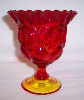 LE Smith Red Amberina Moon and Stars 5 1 2 Candy Serving Dish Compote