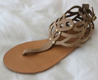 Goddess Glam $255 Ancient Greek Sandals Nubuck Flats 37