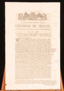 1813 Act of Parliament Tobacco Duties for His Majesty