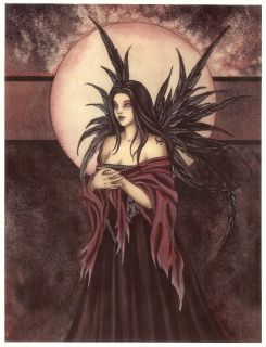 Amy Brown Print Fairy Dark Angel Black Feather Wings