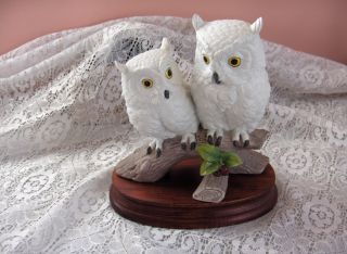 Vintage ANDREA By Sadek Made In Japan Figurine Double White Snow Owls 