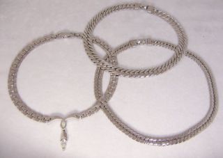 Vintage CORO TARA necklace choker lot of 3 diff silver chokers