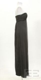Amsale Gray Silk Strapless Maxi Dress Size 2