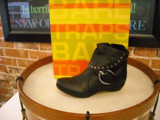 Bare Traps Shaela Black Studded Buckle Ankle Boots New