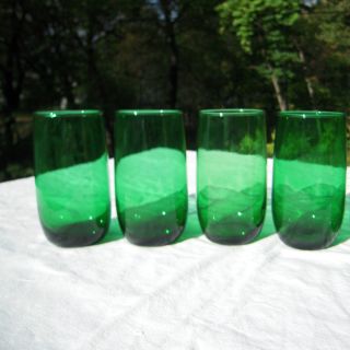 Anchor Hocking Forest Green Glass 12 oz Tumblers Excellent