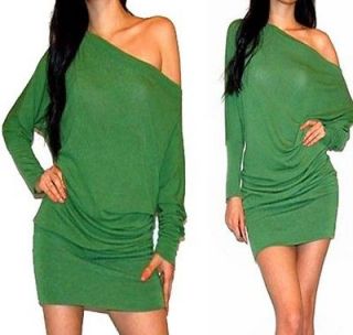 sexy green off shoulder kimono sleeves sweater dress l