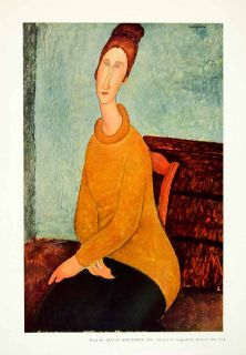   Portrait Woman Figure Model Jeanne Hebuterne Amedeo Modigliani Cubist