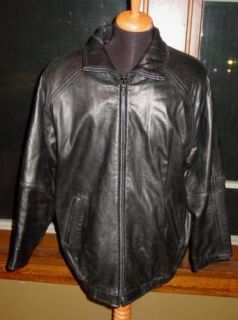 Mens Andrew Marc Black Leather Motorcycle Biker Riding Jacket M Great 