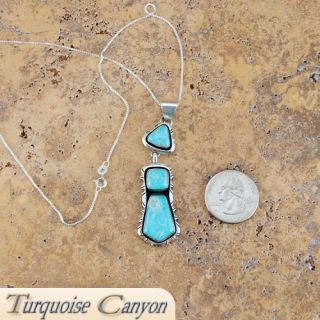 Navajo Native American Turquoise Pendant Necklace SKU#222663