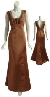 Angel Sanchez Copper Beaded Eve Gown Dress $6490 10 New