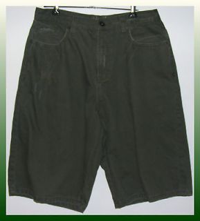 mens teens billabong dark green denim long shorts size 32