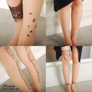 Womens transparent tatto tights leggings pantyhose stockings stretch 