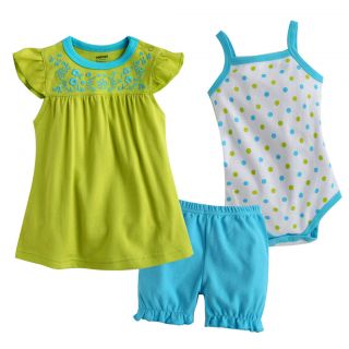 NWT Vaenait Baby Newborn Baby Girls Dress Bodysuit Pants 3 Set Green 
