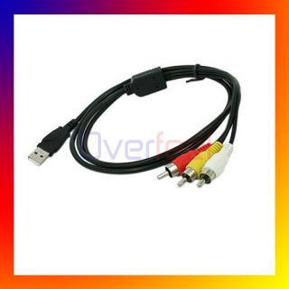New USB Male A to 3 RCA AV A/V TV Adapter Cord Cable Fast Shipping 