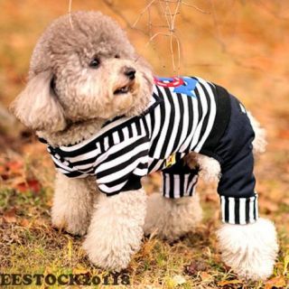 Blue Sailor Suit Navy Stripe Dog Pet Clothes Puppy Spring Autumn 