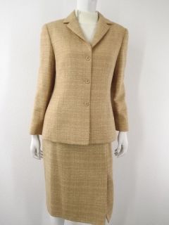   Pants Skirt Jacket Beige Anne Klein L 10 8 Wool Blend Career