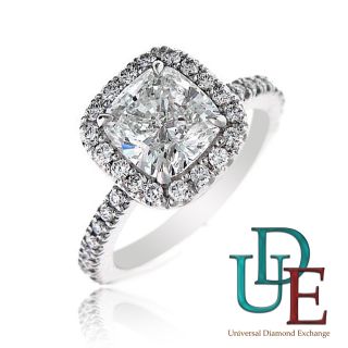 Diamond Engagement Anniversary Ring 1 80 Carat Cushion Cut 14k White 