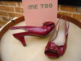 Me Too Panther Patent Leather Peep Toe Slingback New