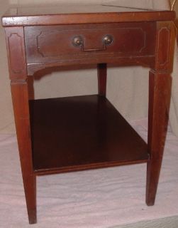   Mahogany Leather Top Table w Drawer Side Lamp End Stand 2