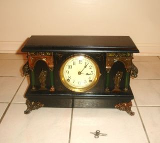 Antique Sessions Mantle Clock Runs Chimes