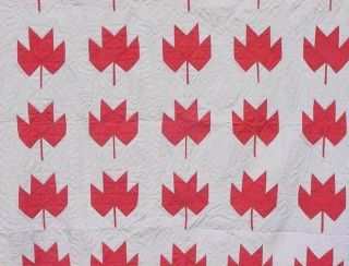 AA Antique Maple Leaf Quilt w Sawtooth Frame