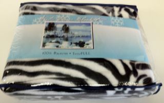 Animal Print Fleece Blanket Zebra or Tiger Safari Theme Twin Full 