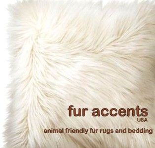 Faux Fur Accent Rug White Bear Sheepskin Mink Wolf Plush Pelt Throw 