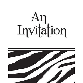Zebra Print INVITATIONS (8 count) Birthday Party Supplies Decorations 