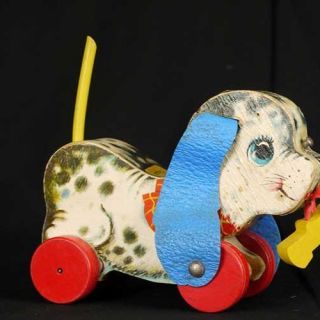 Vintage Wooden Fisher Price Antique Dog Pull Toy 626 FROM1963