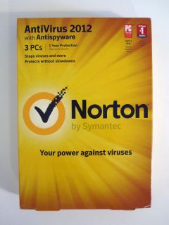 Symantec Norton AntiVirus 2012 w AntiSpyware Software 3 PC User Sealed 