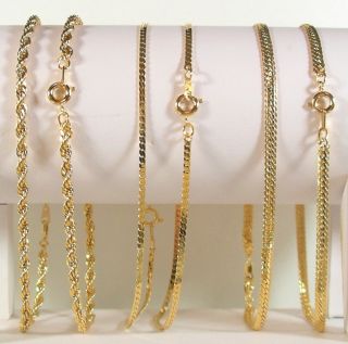  SHIPPING THREE DIFFERENT 9 INCH AURUM GOLD CLAD LINK CHAIN ANKLETS