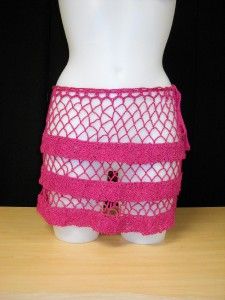 Anna Kosturova Fuchsia Crochet Cover Up Skirt M