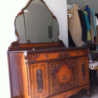 Antique Dresser with Matching Vanity Mirror